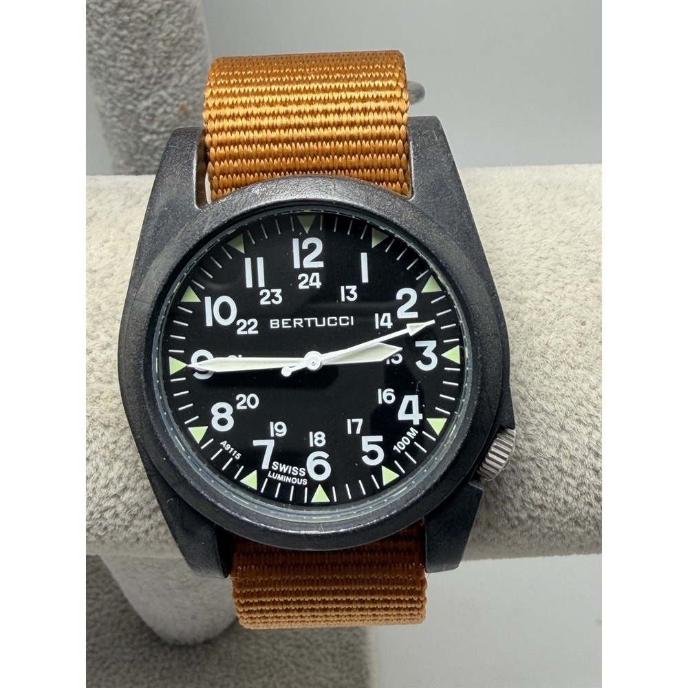 Bertucci A-3P New Battery Mens Watch 41MM 9" Nylon Band Swiss Luminous